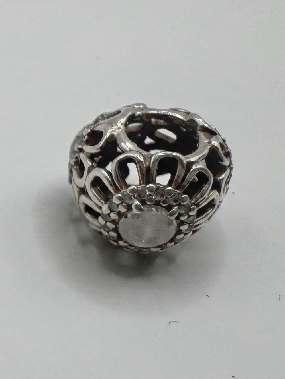 Retired Pandora Floral Brilliance Charm 791260CZ Sterling Silver Clear CZ